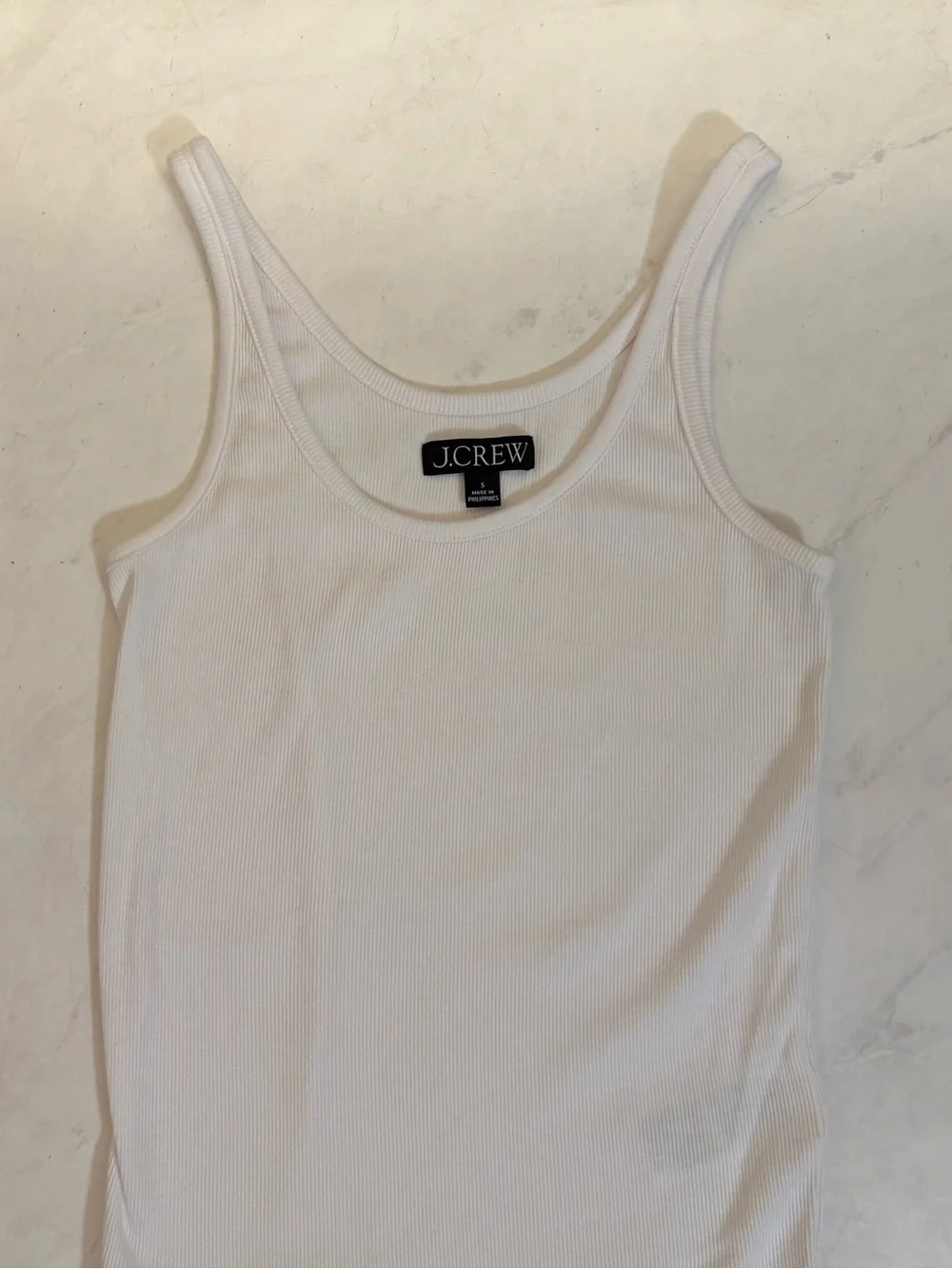 J. Crew Size Small White Fine Rib Scoopneck Tank Top Neutral Minimalist Casual